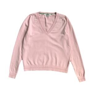 Boden Cotton Blend Women’s Pink Knit V-neck Sweater Size S Preppy Cottage Core